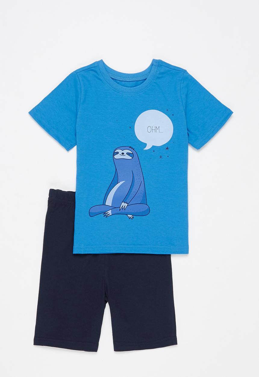 Pop Candy - Tee & shorts pj set - blue & navy