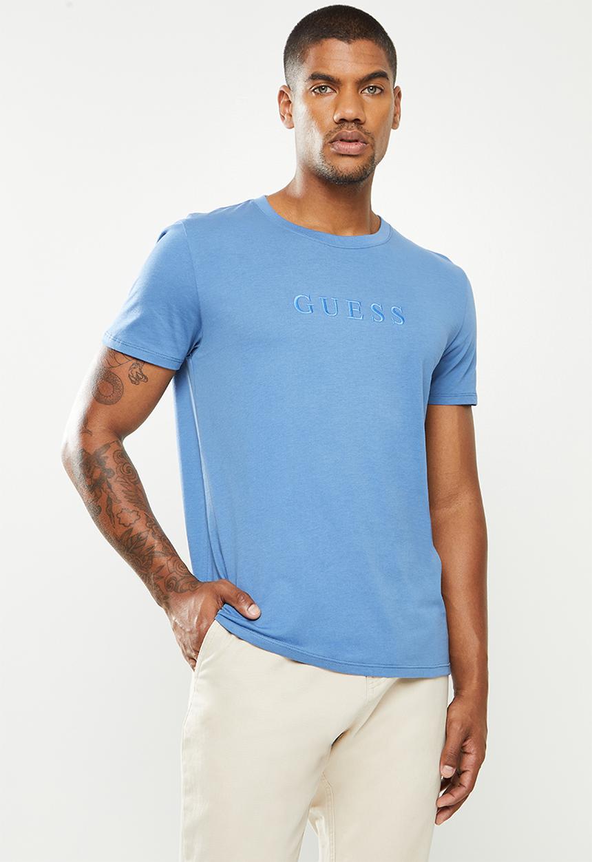 GUESS - Pima short sleeve emb logo tee - blue
