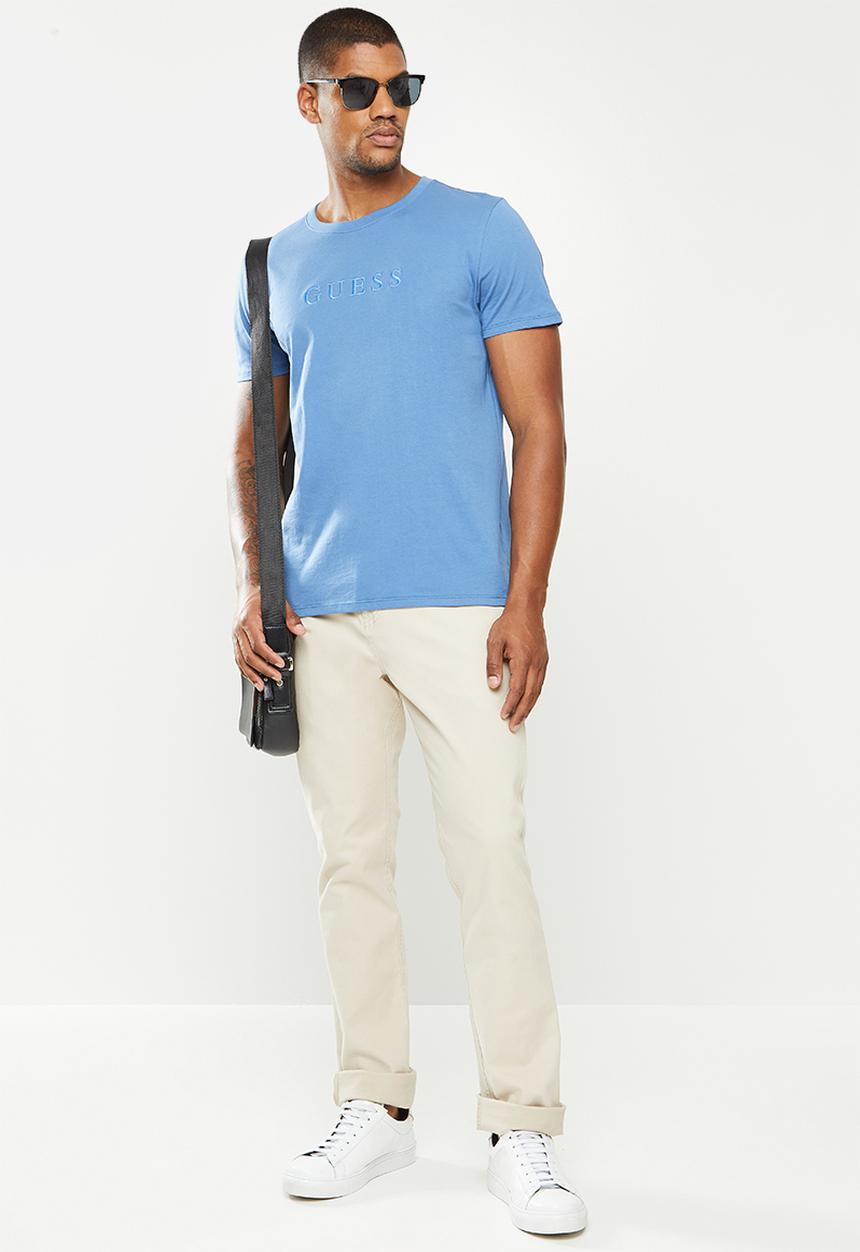 GUESS - Pima short sleeve emb logo tee - blue