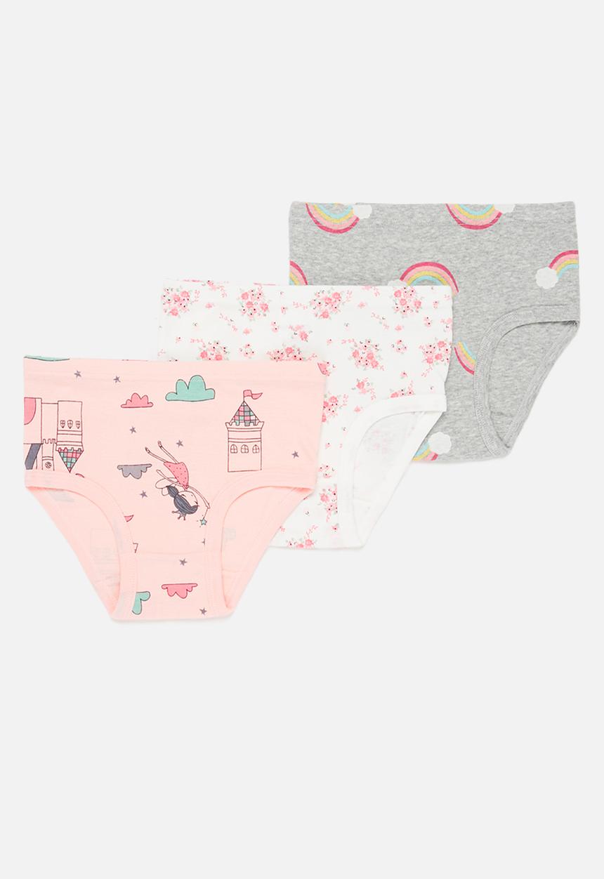 Pop Candy - Girls 3 pack panty set - grey & pink