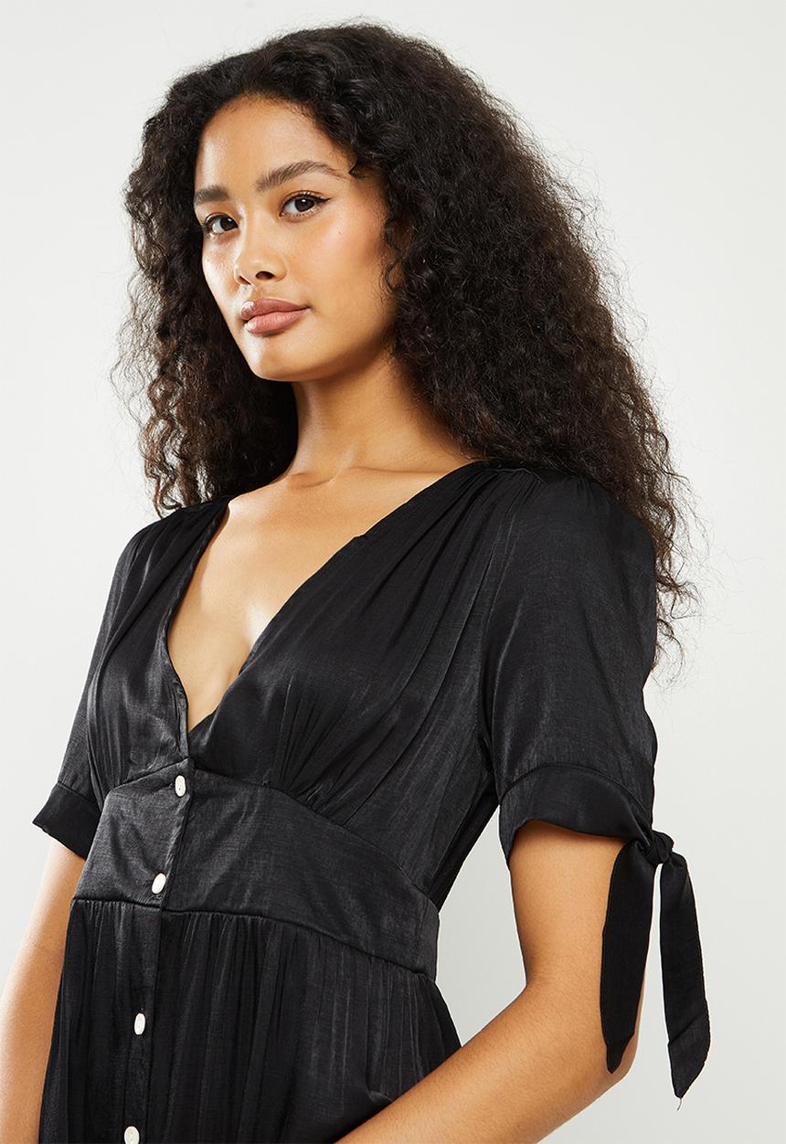 dailyfriday - Button down midi dress - black