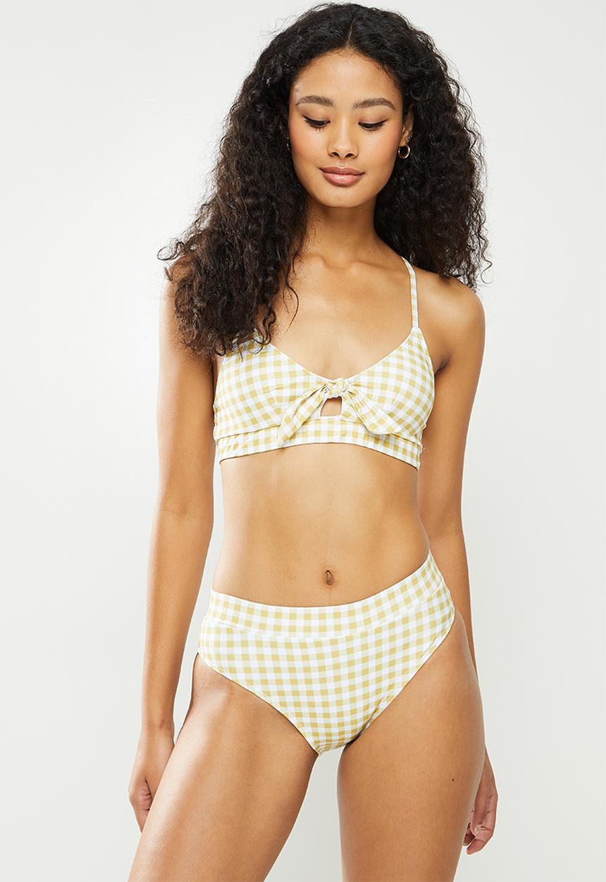 dailyfriday - Tie front high waisted bikini - yellow