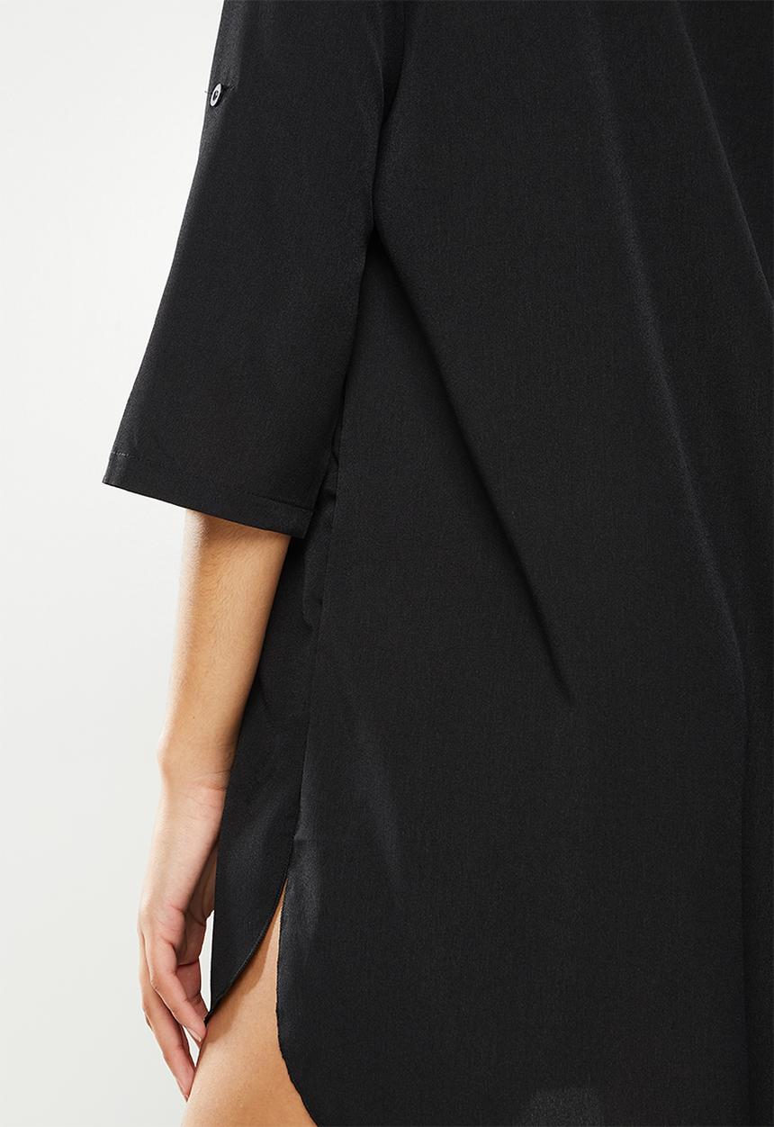 dailyfriday - Half placket shirt dress - black