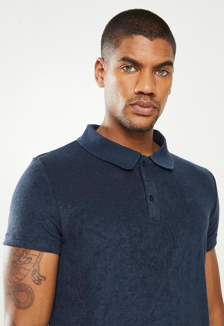 Brave Soul - 3 button short sleeve polo - navy
