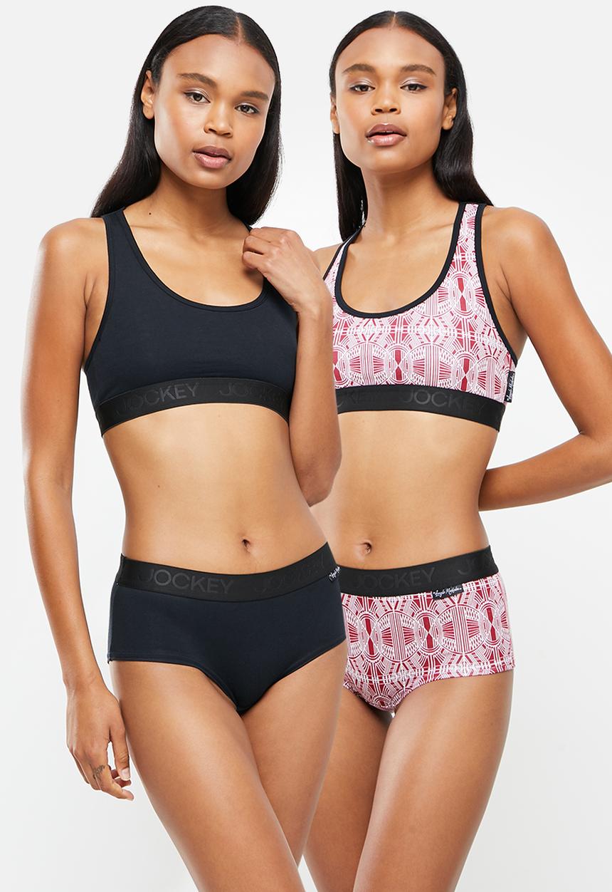 Jockey - 2 Pack heritage midi hipster - black & burgundy 