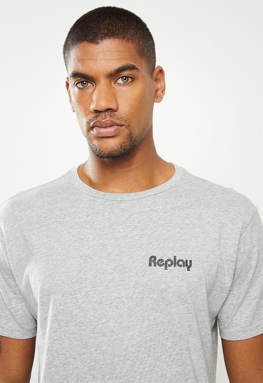 Replay - Left chest print tee - light grey 