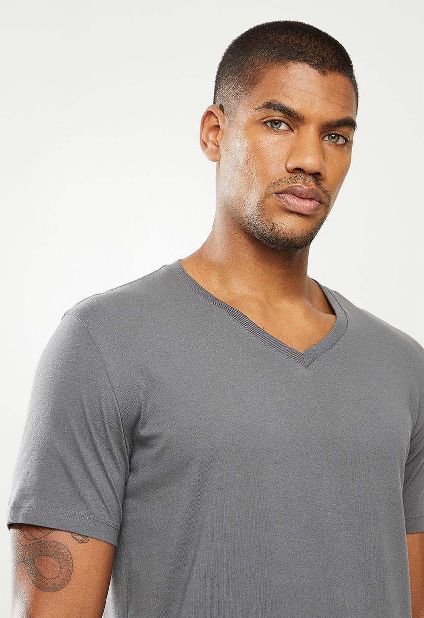 Replay - Left arm patch v-neck tee - grey