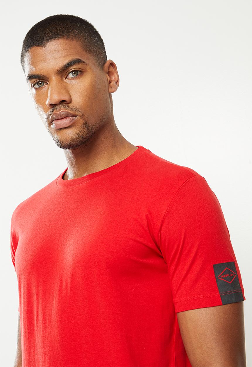 Replay - Left arm patch tee - red