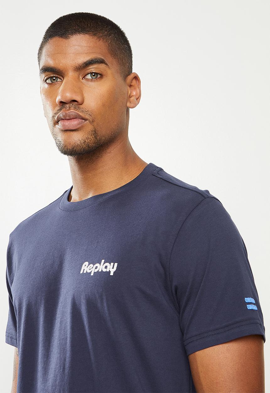 Replay - Left chest print tee - navy