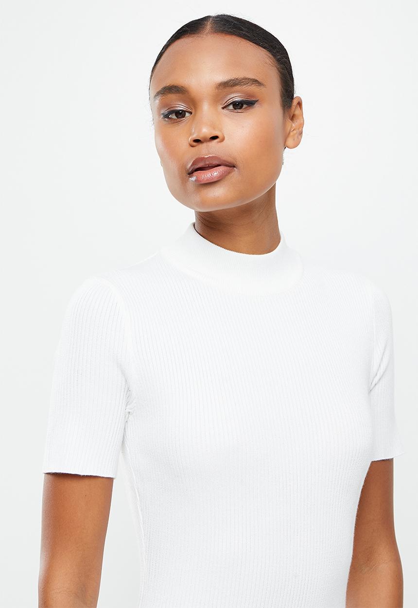 Missguided - Open back knitted midi dress - white