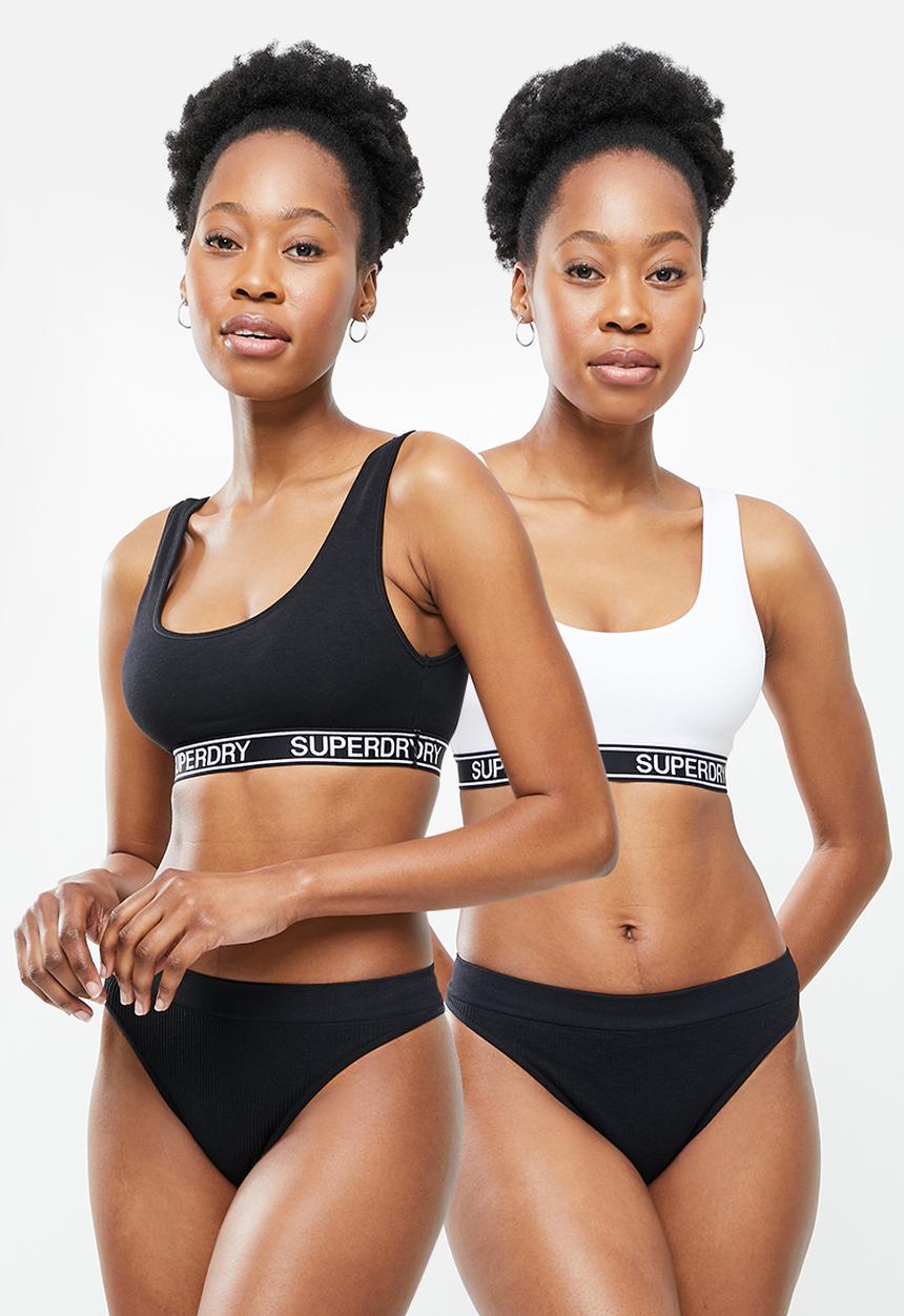 Superdry. - 2 Pack Grace super bralette - white & black 