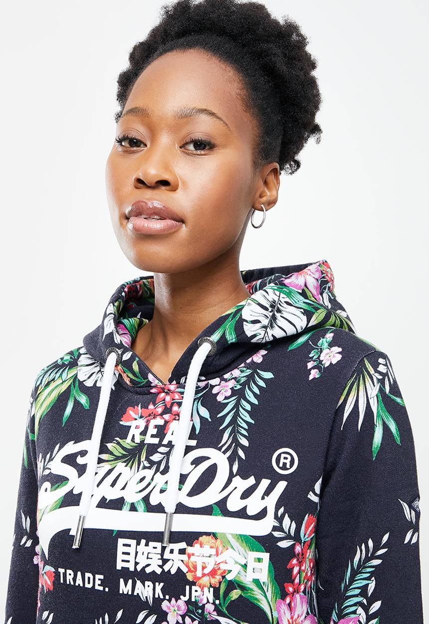 Superdry. - Vl aop hoodie - navy 