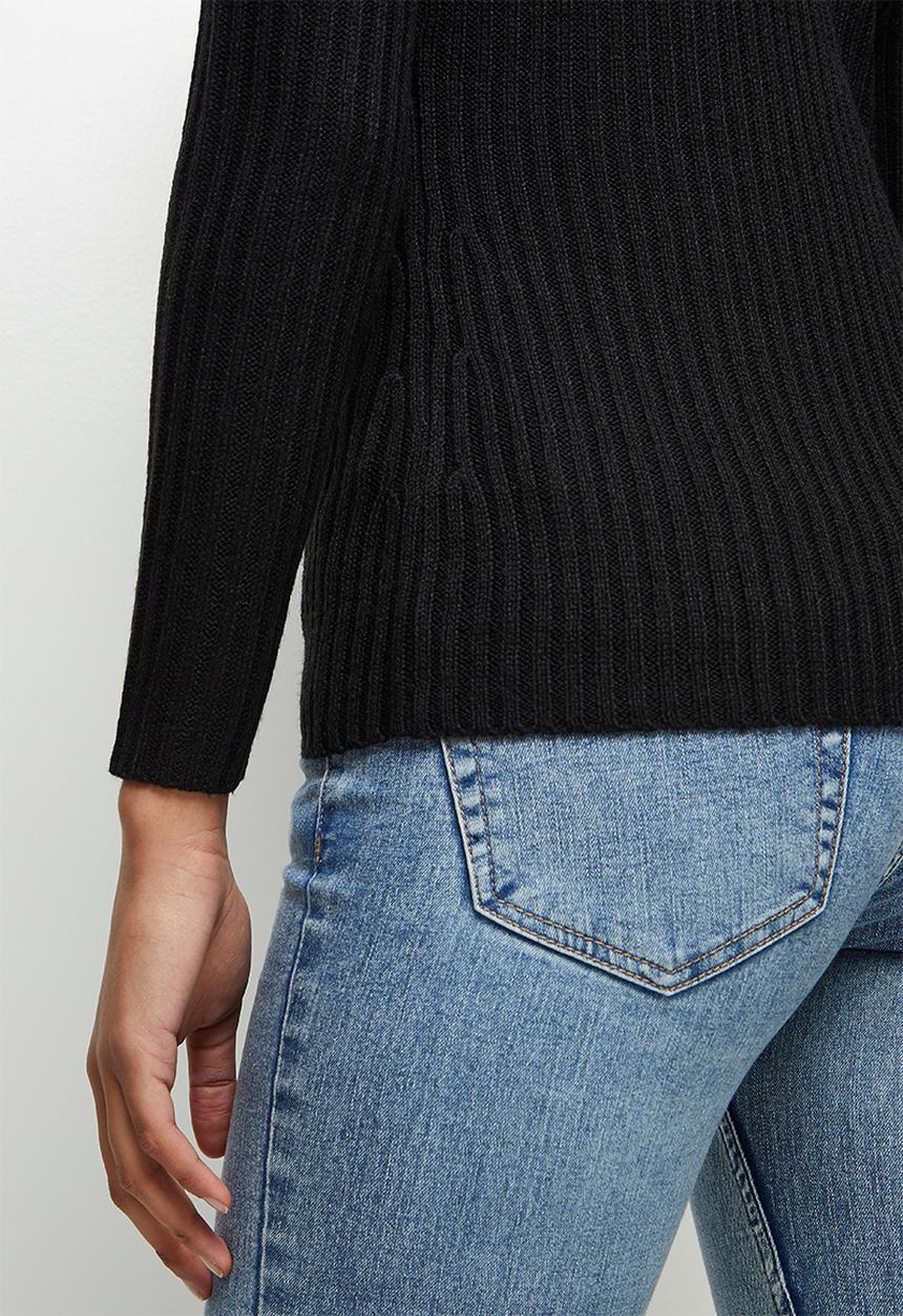 edit - Ribbed cardigan - black