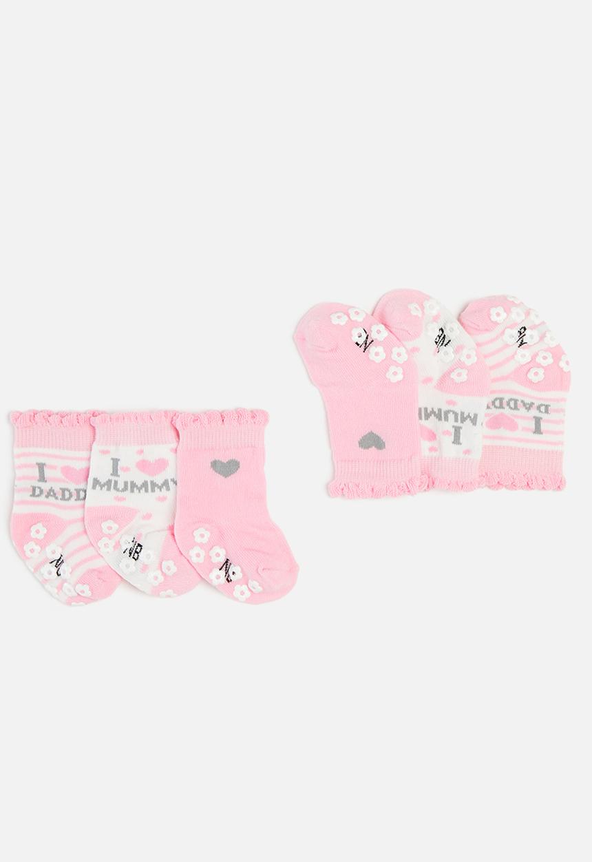 Pop Candy - Baby 3 pack printed socks - pink