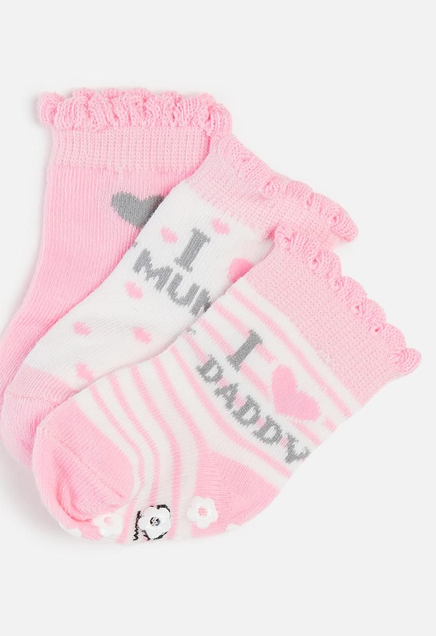 Pop Candy - Baby 3 pack printed socks - pink