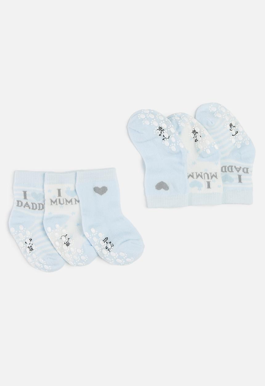 Pop Candy - Baby 3 pack printed socks - blue