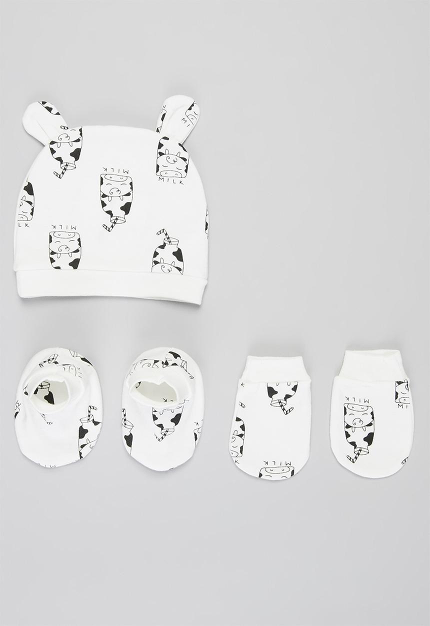 Pop Candy - Beanie, mittens & booties set - cream
