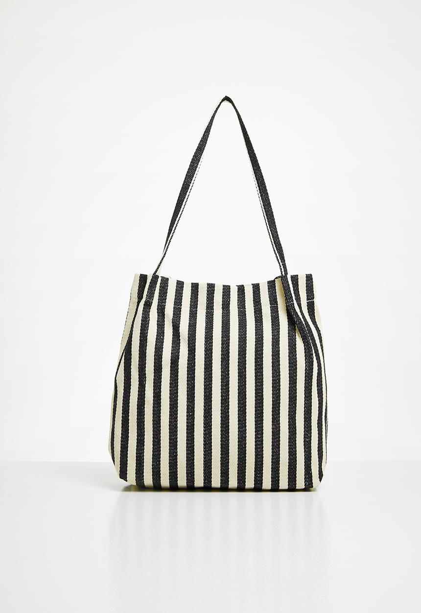 Superbalist - Pinstripe shopper - black & cream 
