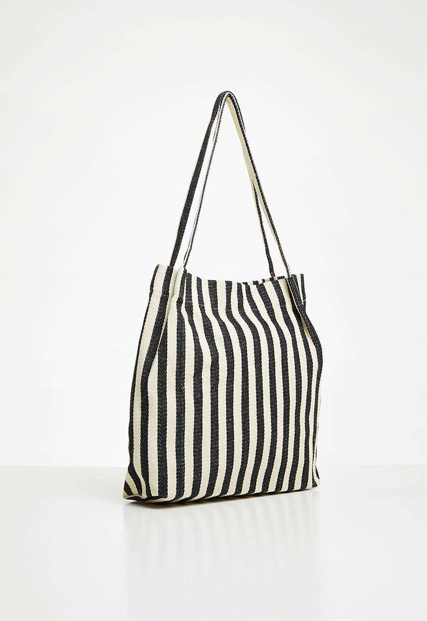 Superbalist - Pinstripe shopper - black & cream 