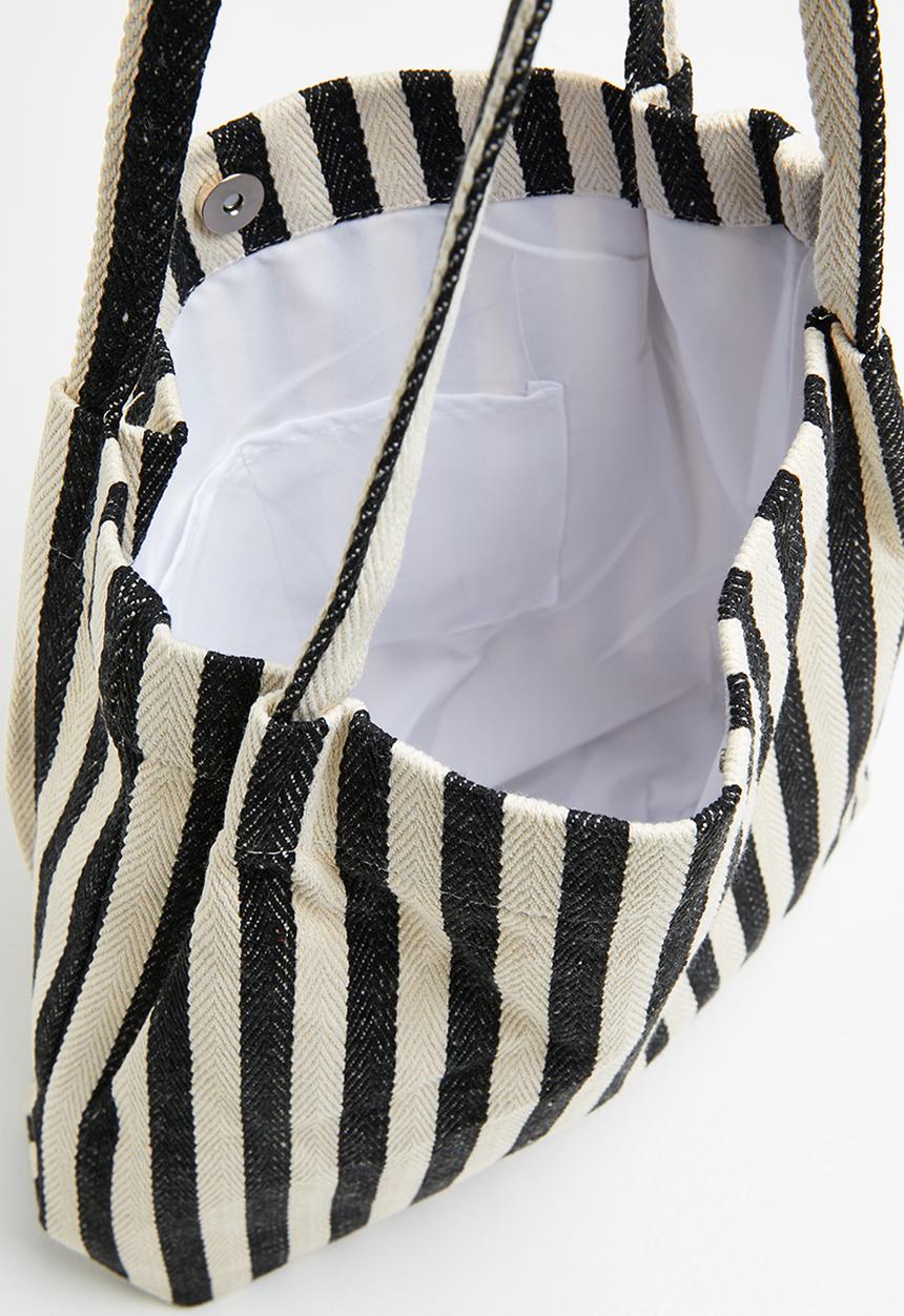Superbalist - Pinstripe shopper - black & cream 