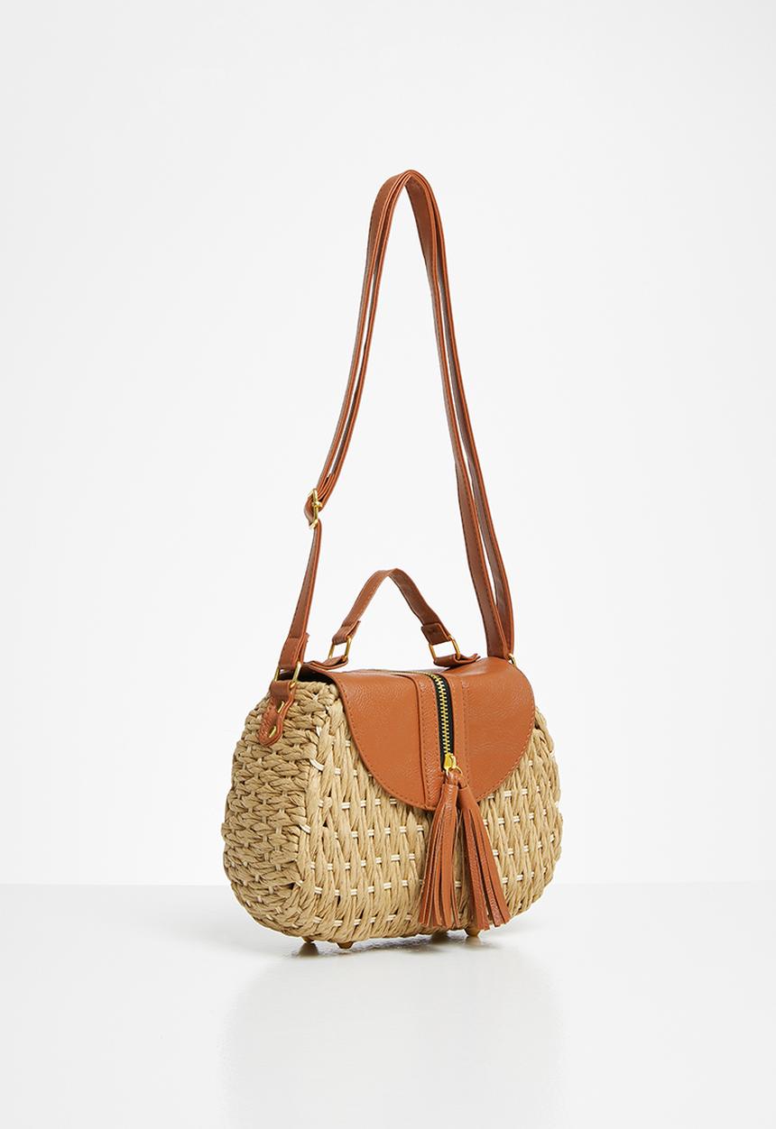 Superbalist - Raffia cross-body bag - brown