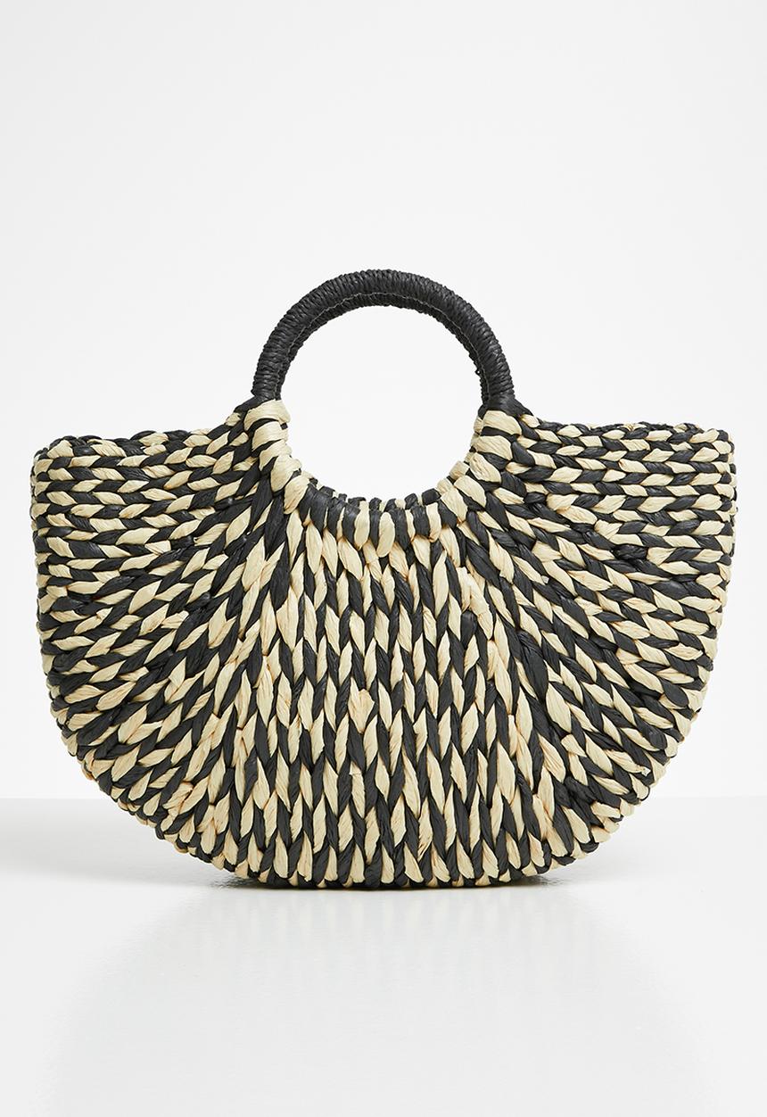 Superbalist - Raffia tote bag - black & cream 