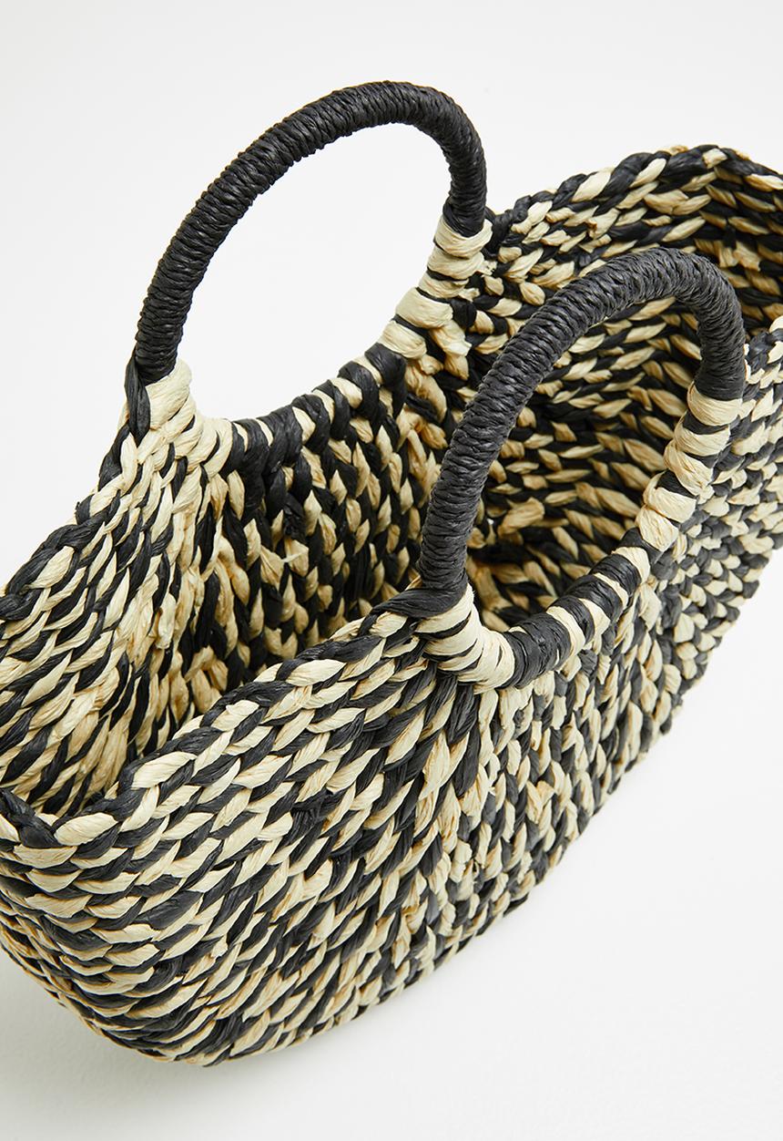 Superbalist - Raffia tote bag - black & cream 