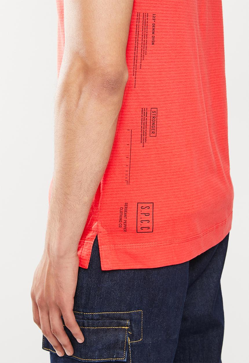 S.P.C.C - Arquette regular fit side slit straight hem tee - red