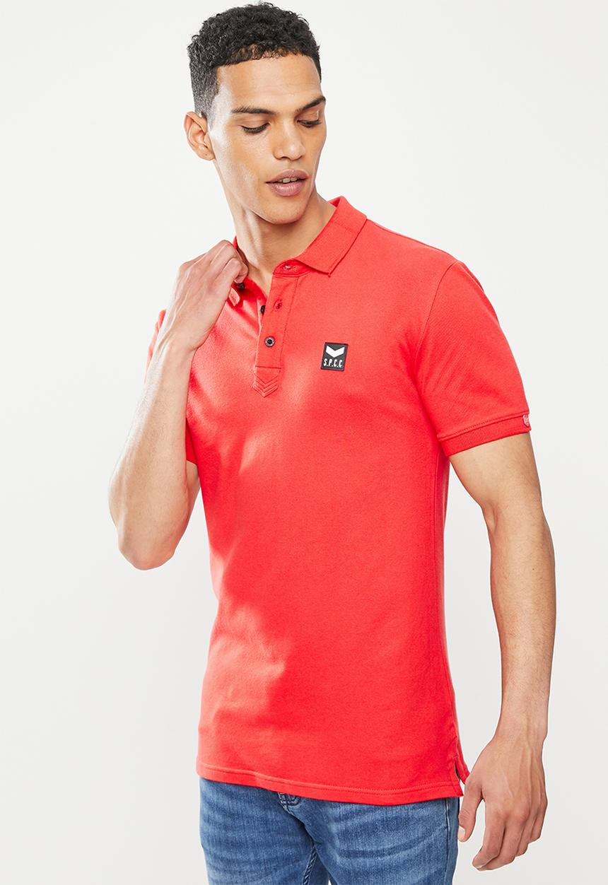 S.P.C.C - Cayenne slimline fit side slit straight hem polo - red