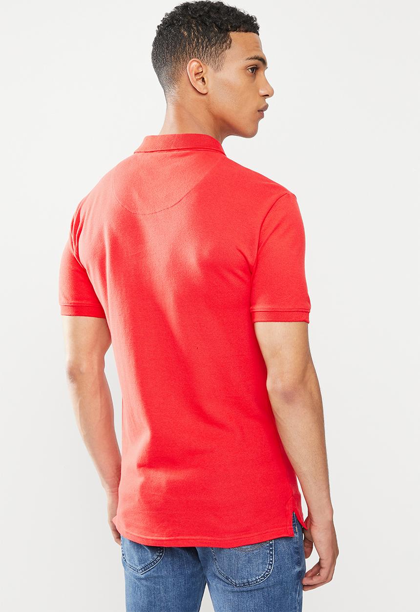 S.P.C.C - Cayenne slimline fit side slit straight hem polo - red