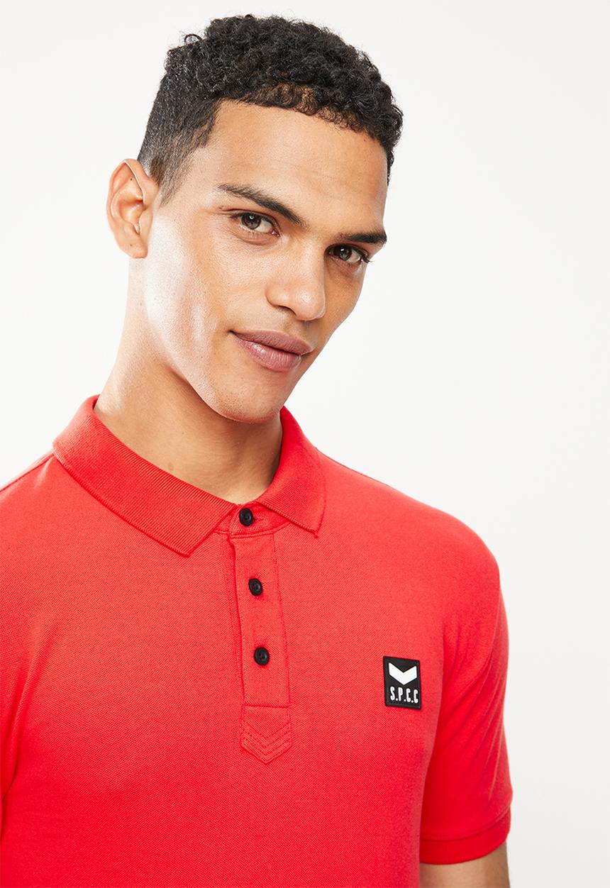 S.P.C.C - Cayenne slimline fit side slit straight hem polo - red