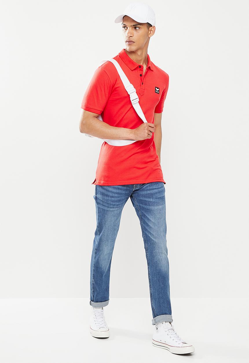 S.P.C.C - Cayenne slimline fit side slit straight hem polo - red