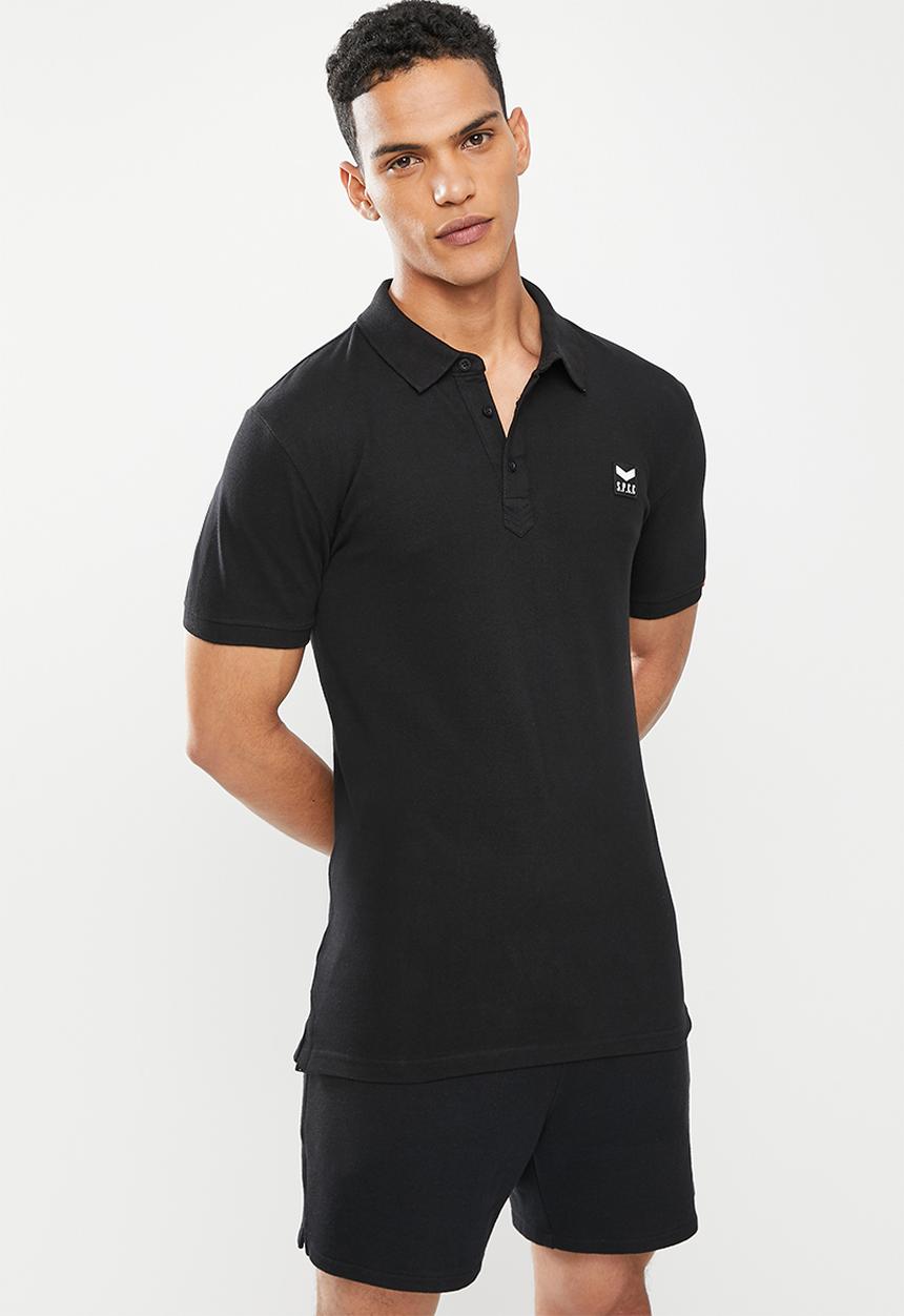 S.P.C.C - Cayenne slimline fit side slit straight hem polo - black