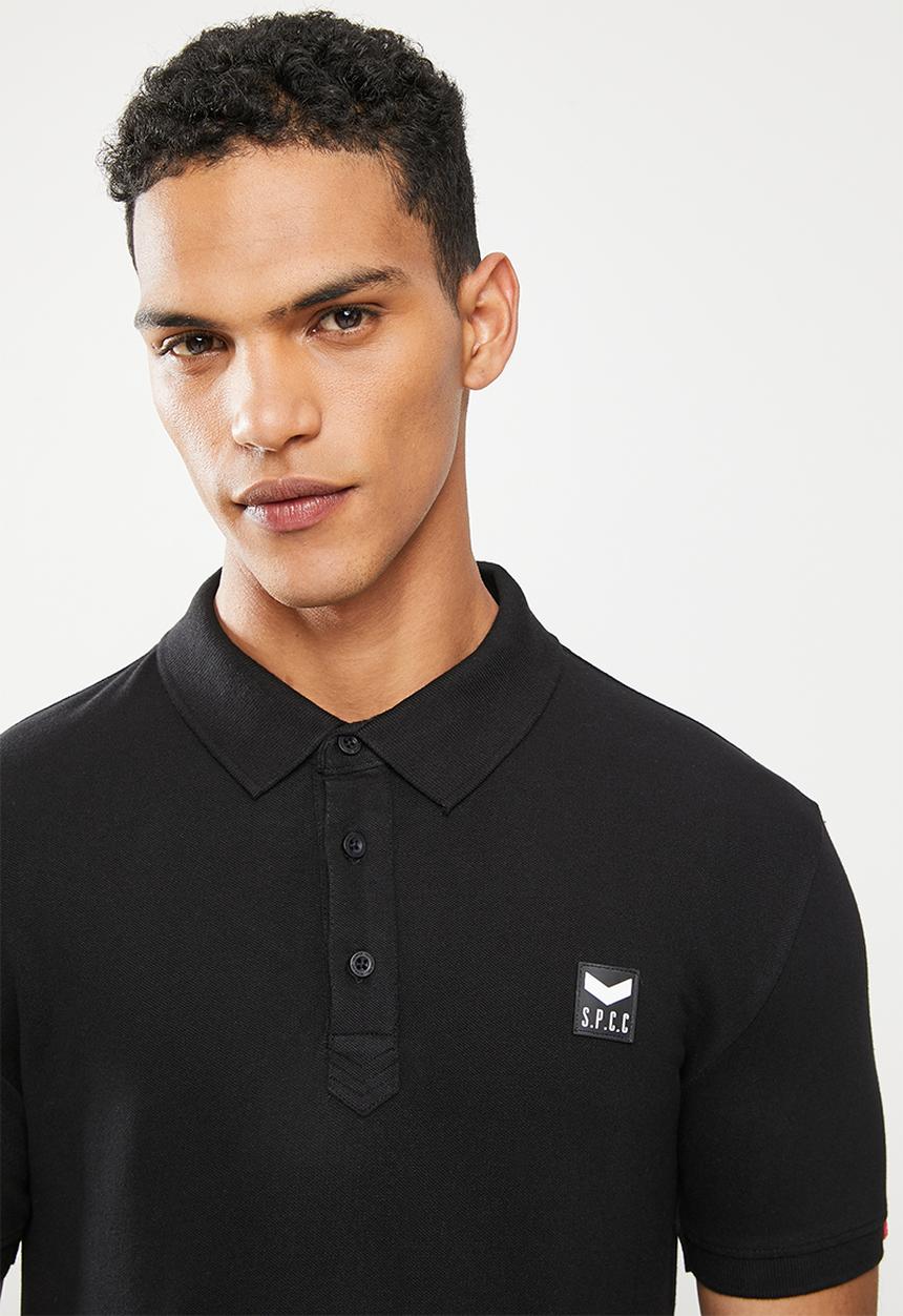 S.P.C.C - Cayenne slimline fit side slit straight hem polo - black