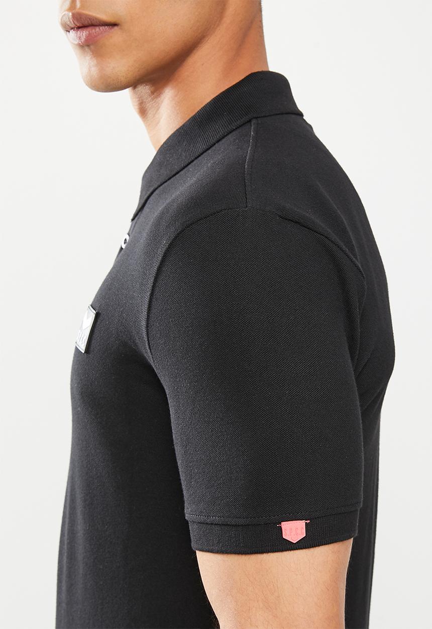 S.P.C.C - Cayenne slimline fit side slit straight hem polo - black