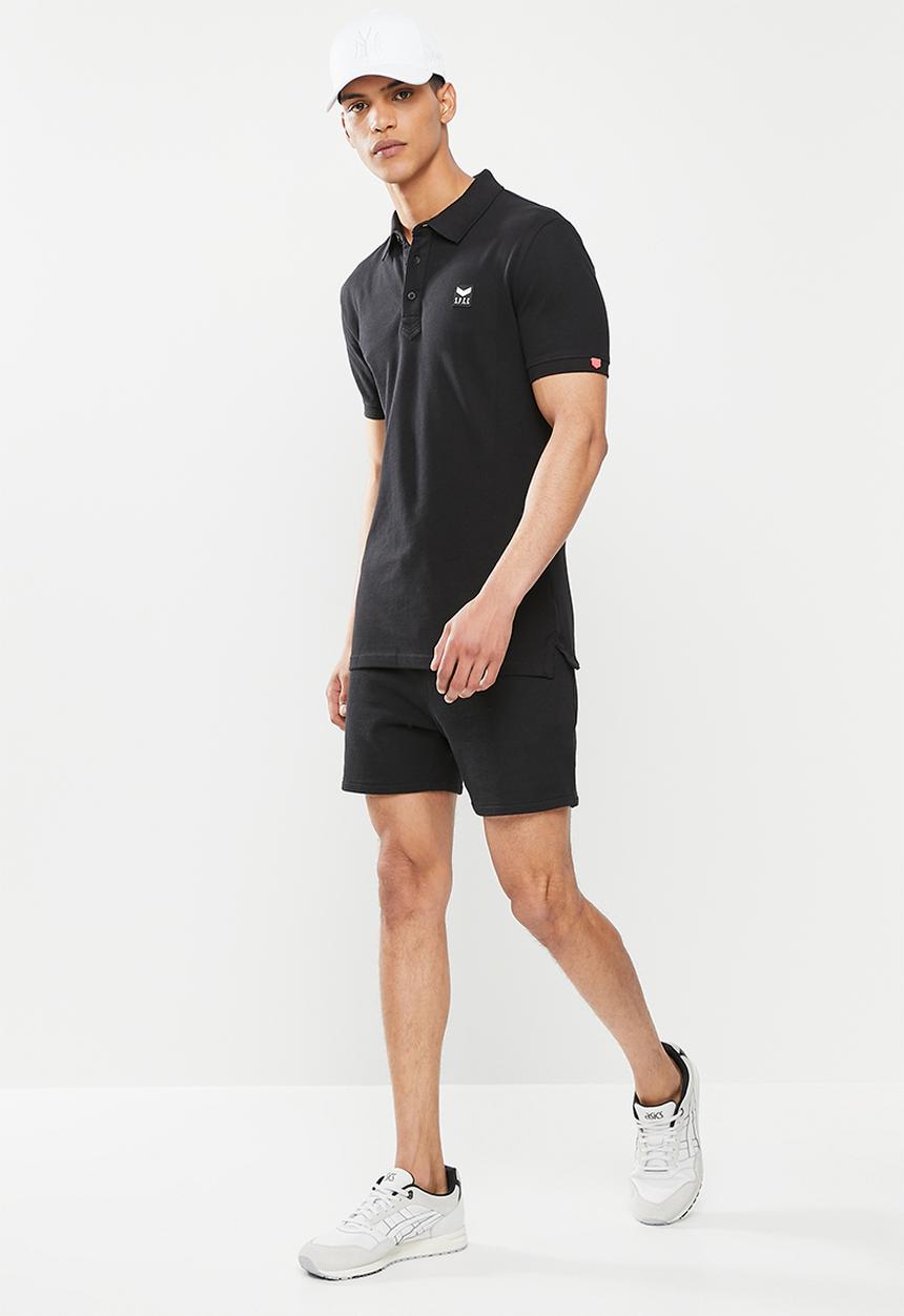 S.P.C.C - Cayenne slimline fit side slit straight hem polo - black