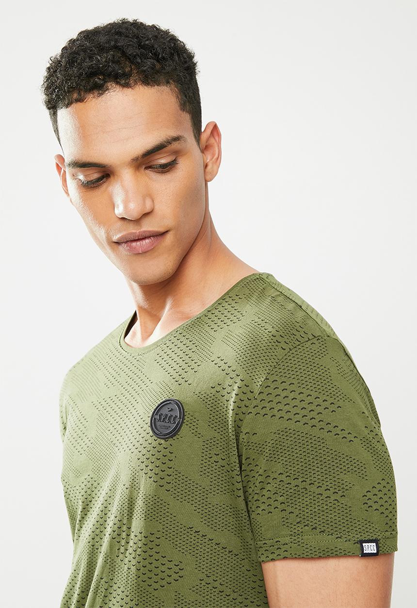 S.P.C.C - Watts regular fit stepped hem tee - green & black 