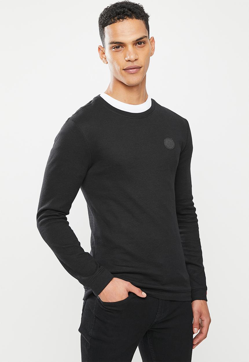 S.P.C.C - Ronson slimline fit straight hem, long sleeve top - black
