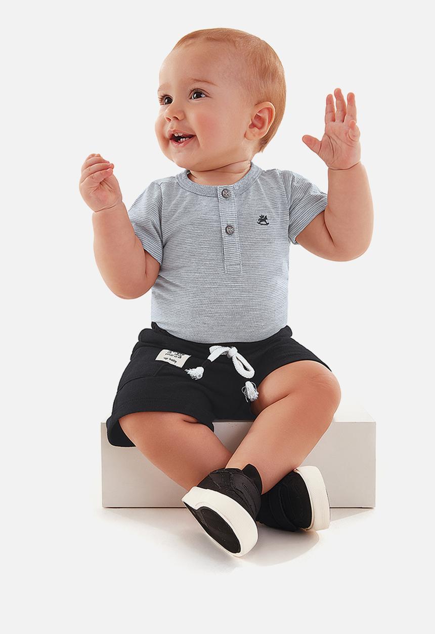 UP Baby - Baby boys bodysuit & shorts set - grey & black