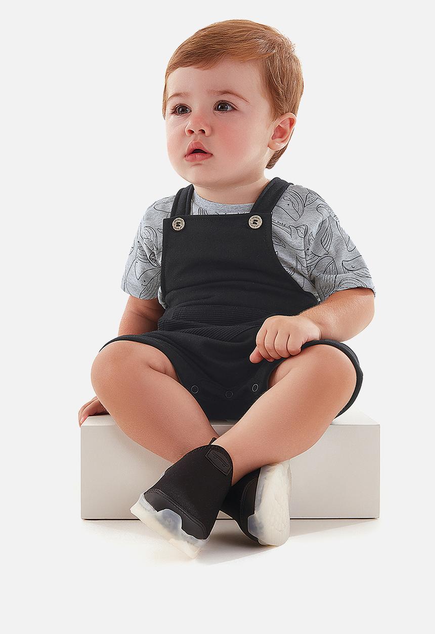 UP Baby - Baby boys dungaree & tee set - grey & black