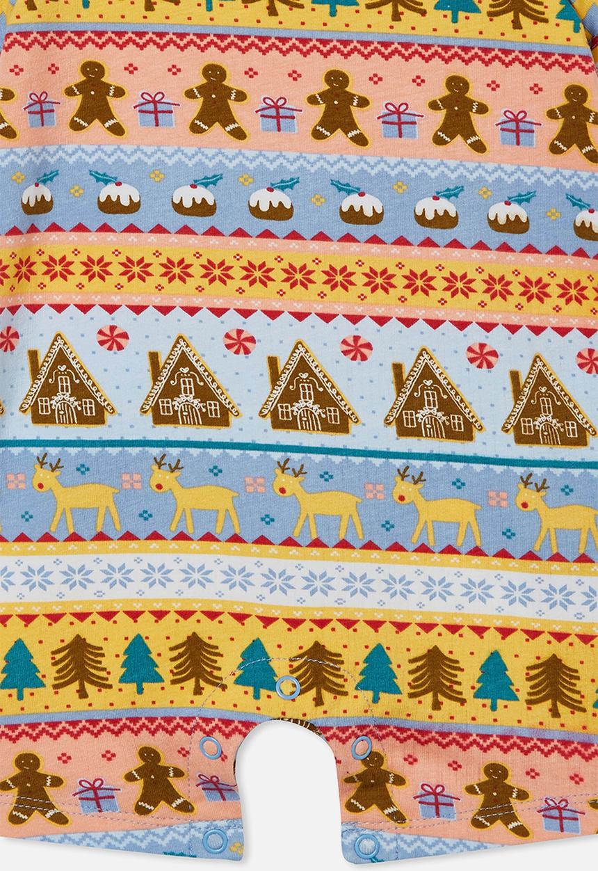 Cotton On - The short sleeve romper - fairisle xmas/dusk blue