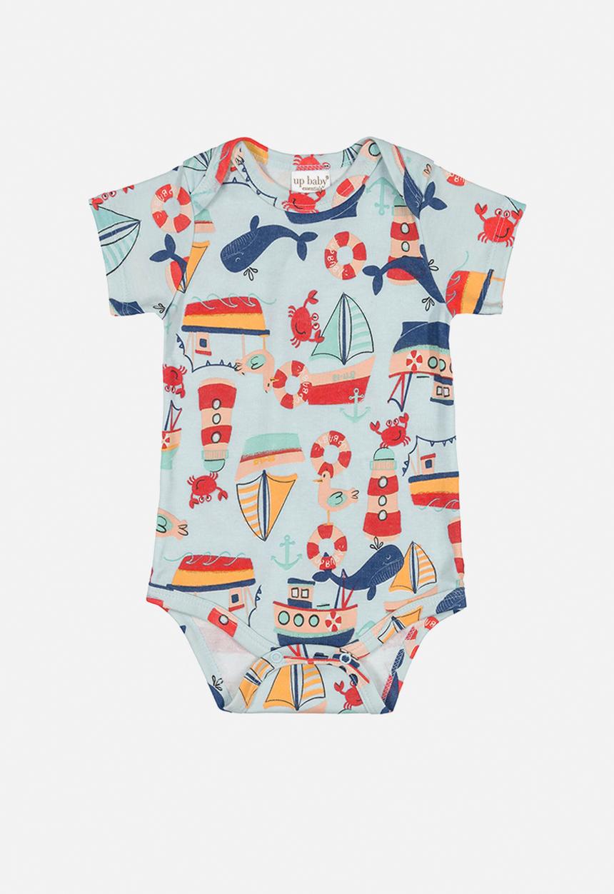 UP Baby - Baby boys aop short sleeve bodysuit - blue
