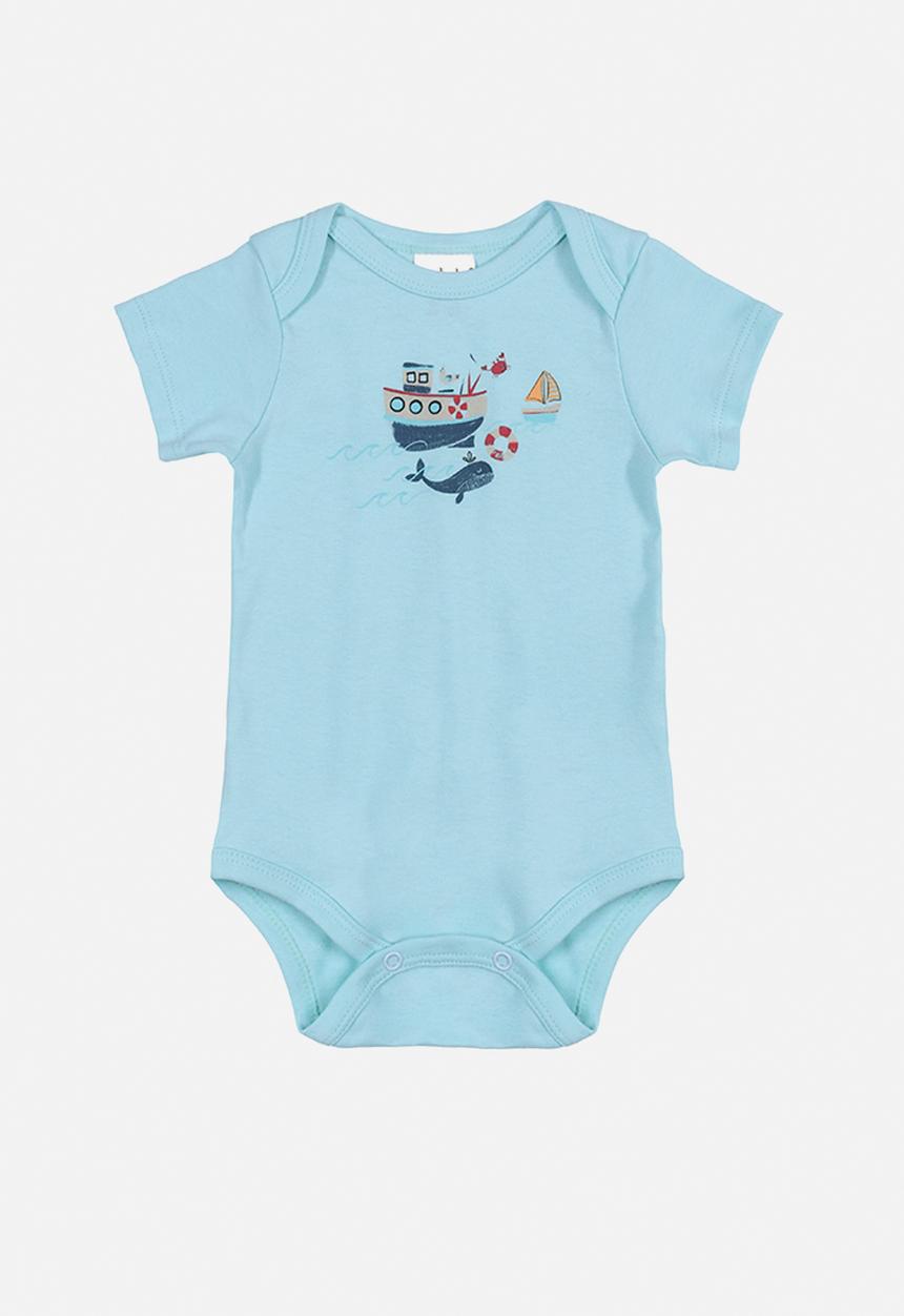 UP Baby - Baby boys short sleeve graphic bodyvest - light blue