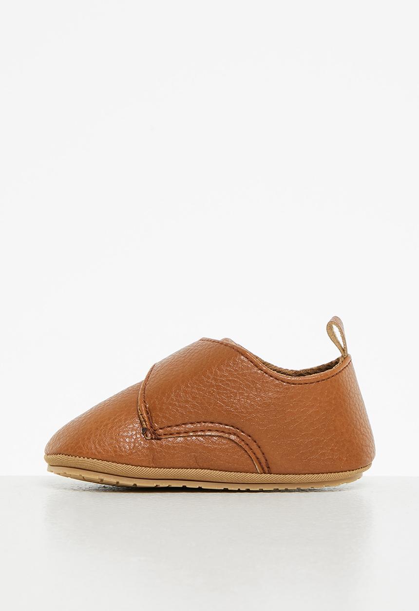 Pop Candy - Baby boys pu pram shoe - tan