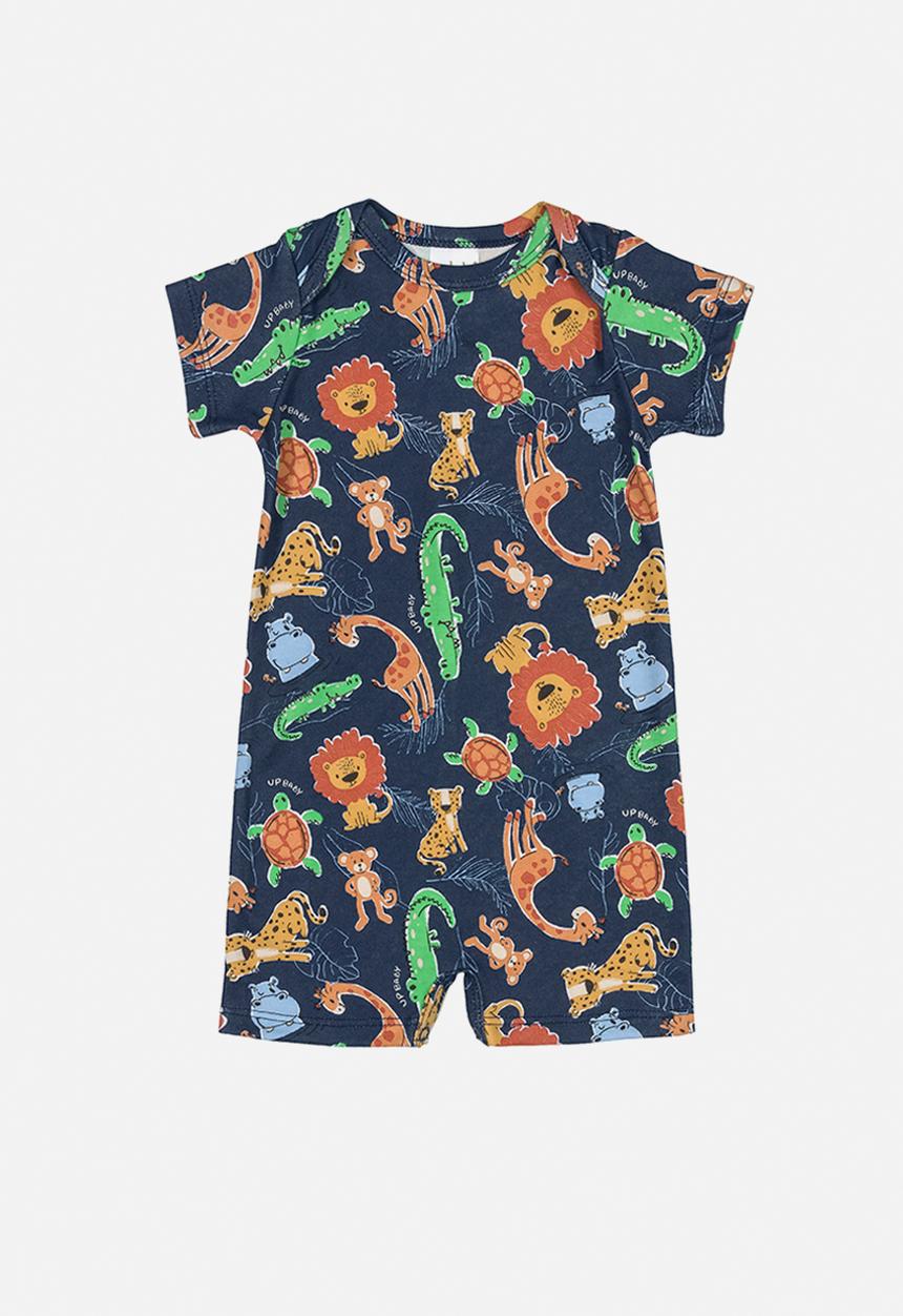 UP Baby - Baby boys short sleeve aop romper - dark blue