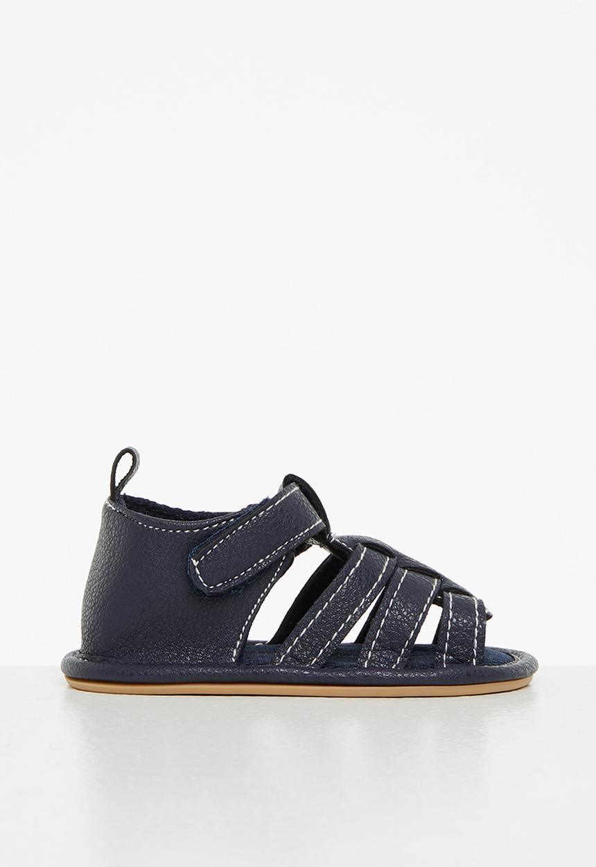 Pop Candy - Baby boys pu cage sandal - navy