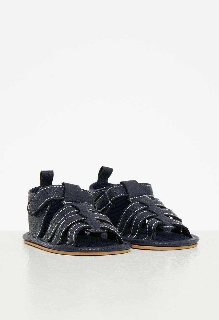 Pop Candy - Baby boys pu cage sandal - navy