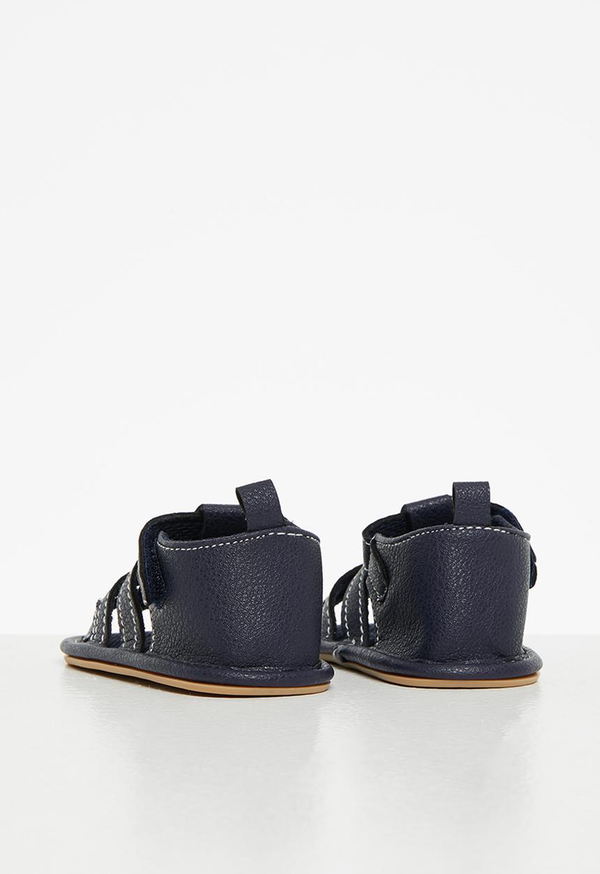 Pop Candy - Baby boys pu cage sandal - navy