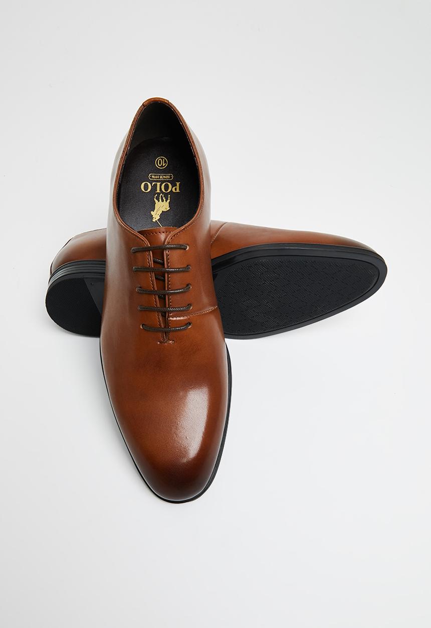 POLO - Austin leather plain vamp formal lace-up - tan