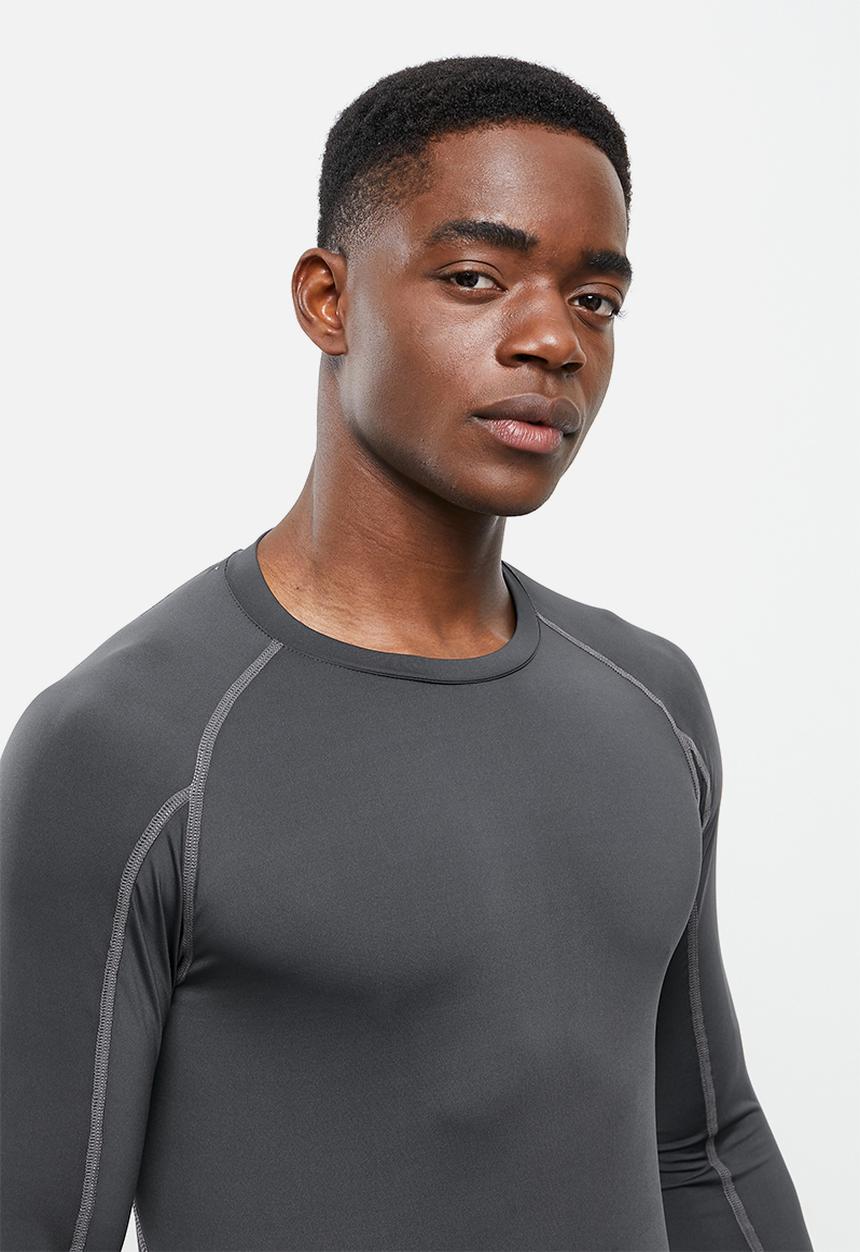 basicthread - Slim fit long sleeve top - charcoal